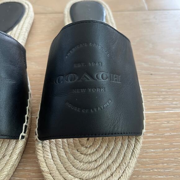 Coach Genuine Black Leather Cailin Espadrille Sandals Shoes in Ladies Size 8.5 - Picture 8 of 10